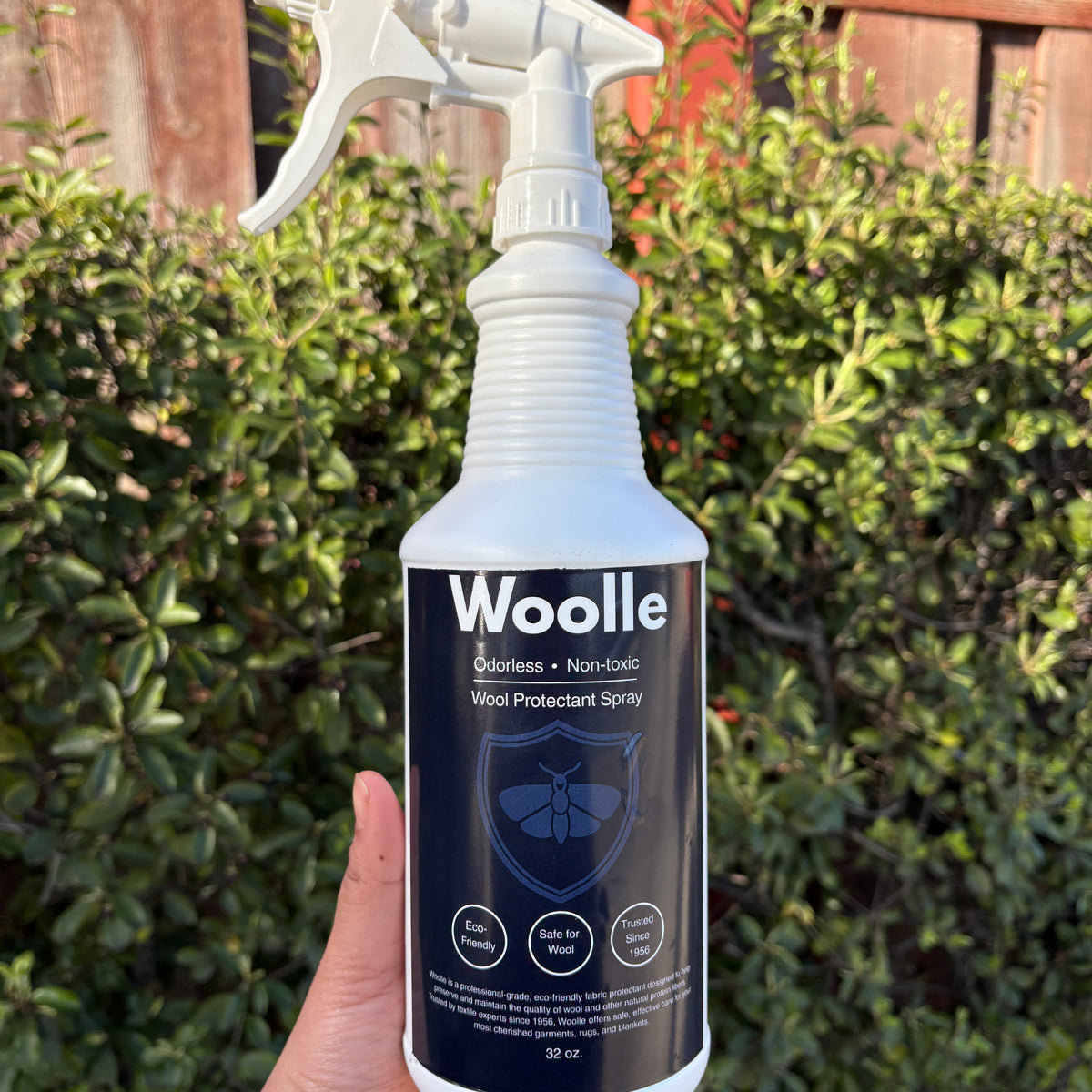 Woolle Pre-filled Moth Prevention Spray Bottle, 32oz single-use application bottle