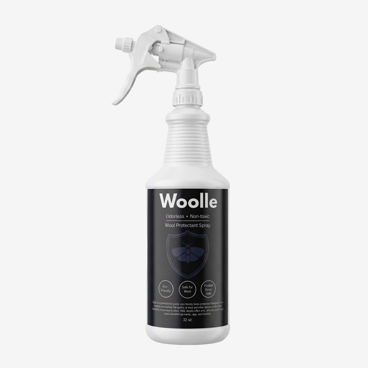 Woolle Pre-filled Moth Prevention Spray Bottle, 32oz single-use application bottle